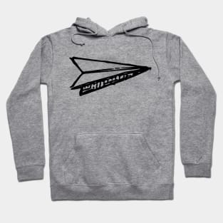 Paper Airplane Doodle Black Hoodie